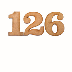 Number 126 - Piece of wood isolated on white background