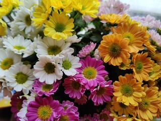 Bouquet of flowers - colorful chrysanthemum flowers in a bouquet