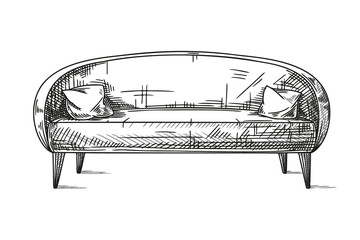 Sketch sofa isolated on white background. Vector