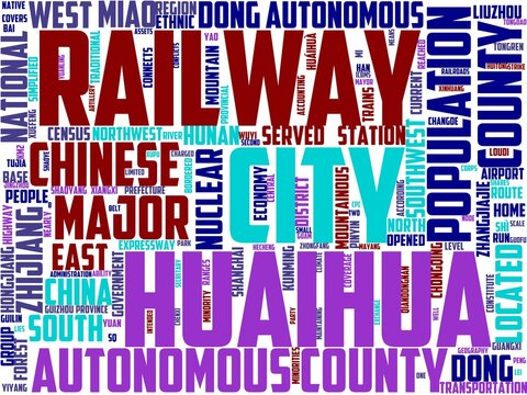 huaihua typography, wordart, wordcloud, china,travel,nature,huaihua