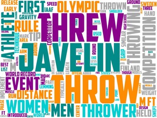 javelin throw typography, wordart, wordcloud, athlete,sport,athletic,competition