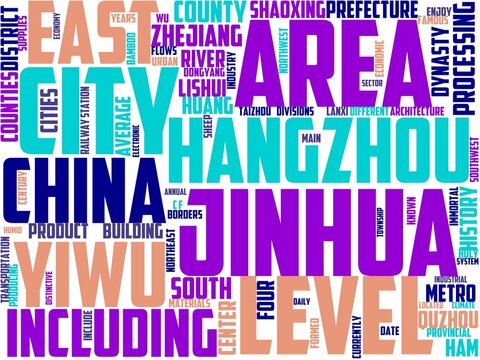 jinhua typography, wordart, wordcloud, architecture,zhejiang,landmark,jinhua
