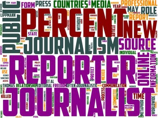 journalist typography, wordart, wordcloud, journalist,microphone,interview,media