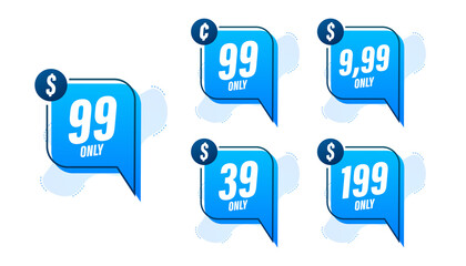 Discount sticker. Template with 99 only. Vector template design. Sale, price tag. Sale banner badge. Special offer price sign. Vector stock illustration.