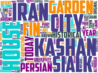 Obraz premium kashan typography, wordart, wordcloud, iran,kashan,architecture,persia