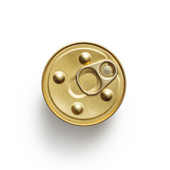 Isolated tin can with key on white background 