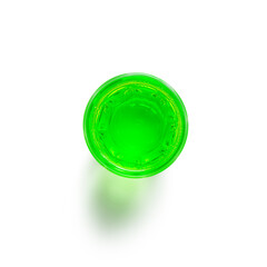 Isolated glass with sweet green soda on white background