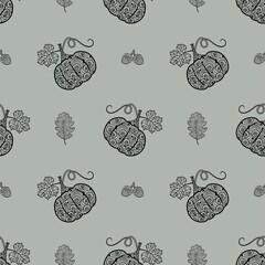 Seamless pattern with pumpkins. 