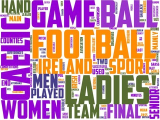 ladies' gaelic football typography, wordart, wordcloud, love,football,team,message - obrazy, fototapety, plakaty