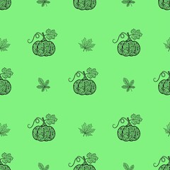 Seamless pattern with pumpkins. 