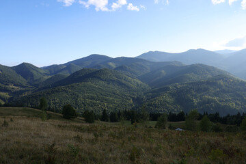 Picturesque view of mountain landscape in morning