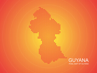 Orange pixel map of Colombia on orange background. Vector illustration.