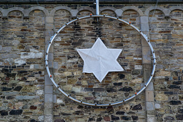 Church bell tower with star of David