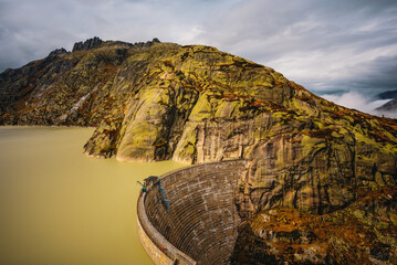 View of the Spitallamm dam from the visitor center, Switzerland