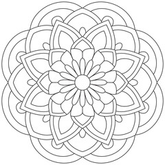 Leaf Flower Petal Coloring Mandala Art Simple Graphic Shape Vector Floral Oriental Outline Vintage Decorative Elements Pattern Illustration Islam Arabic Indian Turkish Mystic Religion Morals Lotus