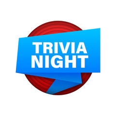Ribbon banner with text trivia night, poster in pop art style. Vector stock illustration.
