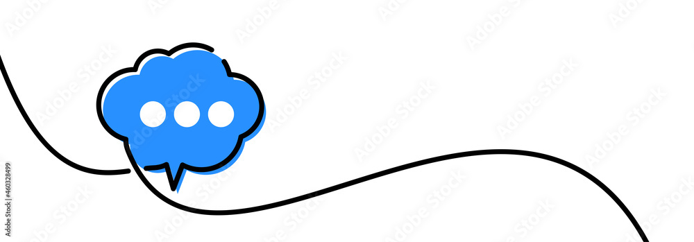 Sticker single line drawn speech bubble cloud.