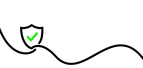 Single line drawn shield with tick.
