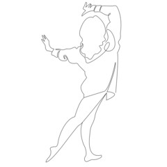 Continuous line art or One Line Drawing of a woman stretching arms is relaxing picture vector illustration
