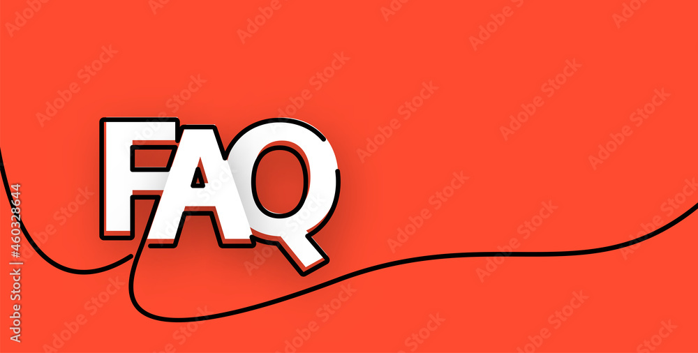 Poster single line drawn faq word outline..