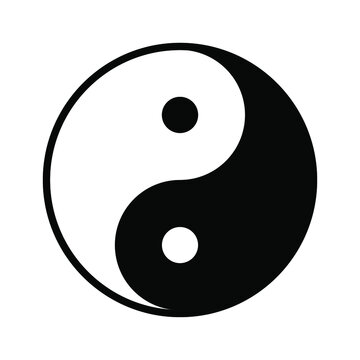 Yin Yang symbol. Black symbol of harmony and balance. Religion symbol of Taoism. Vector illustration.