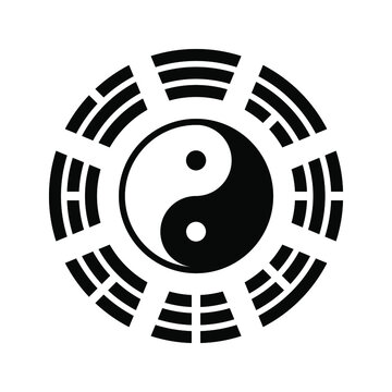 Yin Yang bagua symbol. Tai Chi pattern. Bagua - symbol of Taoism. Vector religious illustration.