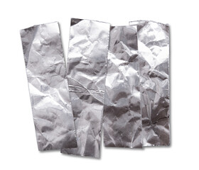 aluminum foil tape shapes cuts isolated on white background for padding or fix leaking tool