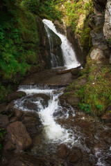 Fototapeta na wymiar Chodor Waterfall at Lake Teletskoye in the Altai Mountains