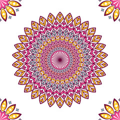 Colorful mandala with floral ornament