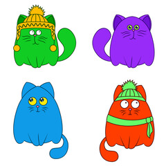 Four amusing cartoon cats