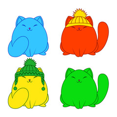 Four funny cartoon cats