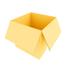 Open cardboard box on white background. Mockup for design. 3D Rendering