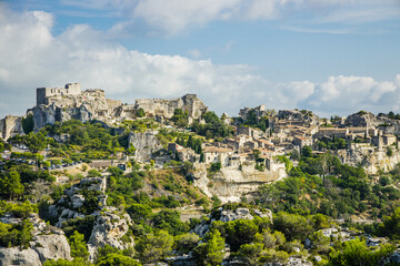 Fototapeta na wymiar Les Baux de Provence, an ancient medieval village nestled on a hill in Provence, France