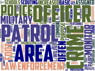 patrolman typography, wordcloud, wordart, cop,officer,patrol,policeman