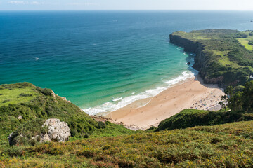 Fototapeta na wymiar Panoramic view of the beach called Playa de Andrin in Asturias (northern Spain)