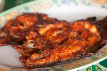 Jelawat Bakar (Grilled Carp fish). It is popular dish in South Kalimantan, Indonesia.