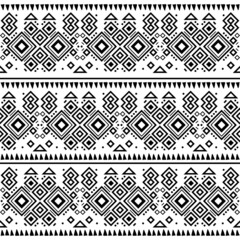 Seamless Navajo tribal black and white pattern. Ethnic vector geometric ornament.