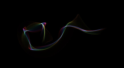 Transparent multicolored smoke. Abstract doodles, luminous and multicolored.