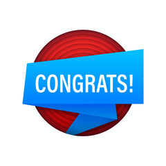 Congrats. Banner with Congrats isolated on white background. Web design. Vector stock illustration.