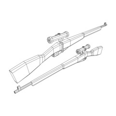 Obraz premium Sniper bolt-action rifle mosin nagant. Wireframe low poly mesh vector illustration.