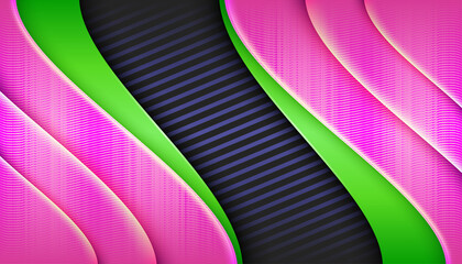 modern color lines geometric shape lime green and bright gradient pink shadows background