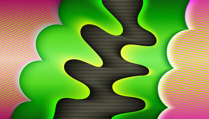 modern color lines geometric shape lime green and bright gradient pink shadows background