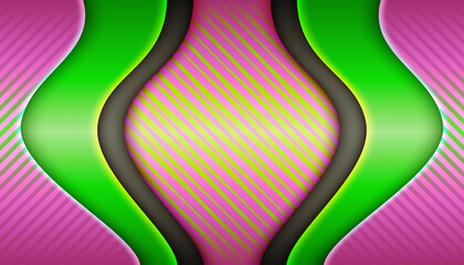 modern color lines geometric shape lime green and bright gradient pink shadows background