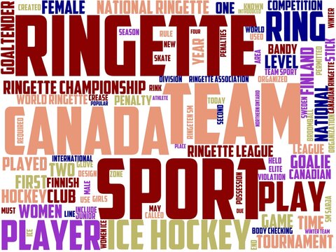 ringette typography, wordcloud, wordart,