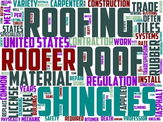 roofer typography, wordcloud, wordart,