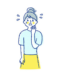 困っている表情の若い女性