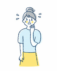 困っている表情の若い女性