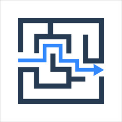 Labyrinth or maze strategy icon