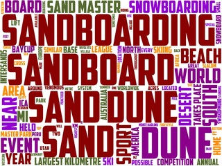 Obraz premium sandboarding typography, wordcloud, wordart,