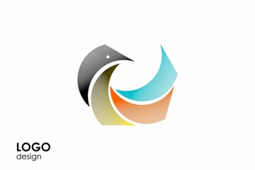 Modern abstract eagle logo consisting of swoosh lines in a beautiful flying shape, logo suitable for aviation, airplane, etc